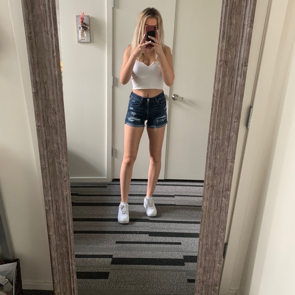 American Eagle Dark Wash Distressed Shorts